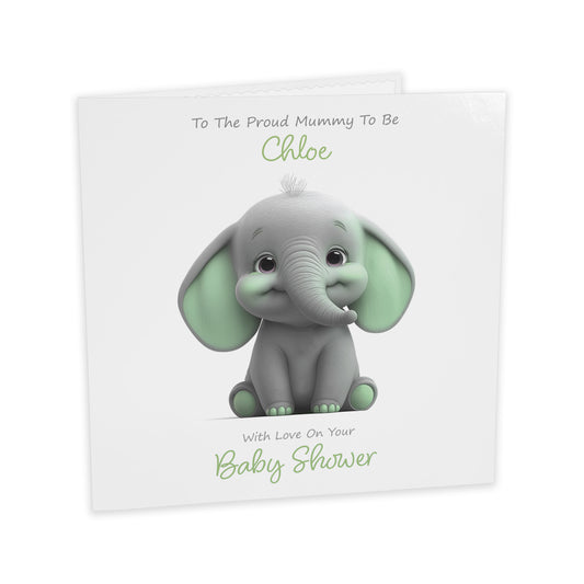 Personalised Baby Shower Card (Cute Elephant) - Apple