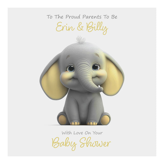 Personalised Baby Shower Card (Cute Elephant) - Primrose