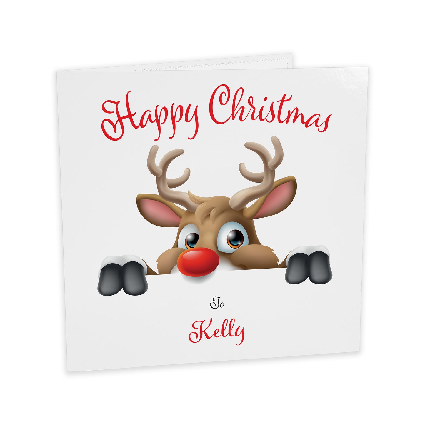 Personalised Christmas Card (Peeping Rudolf)
