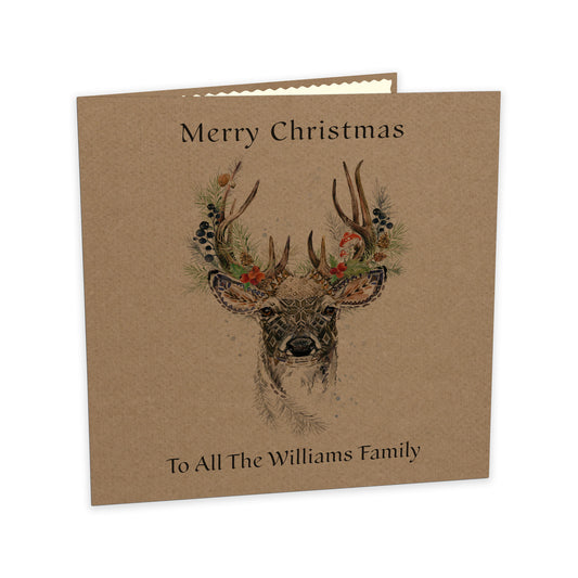 Personalised Christmas Card (Forest Deer)