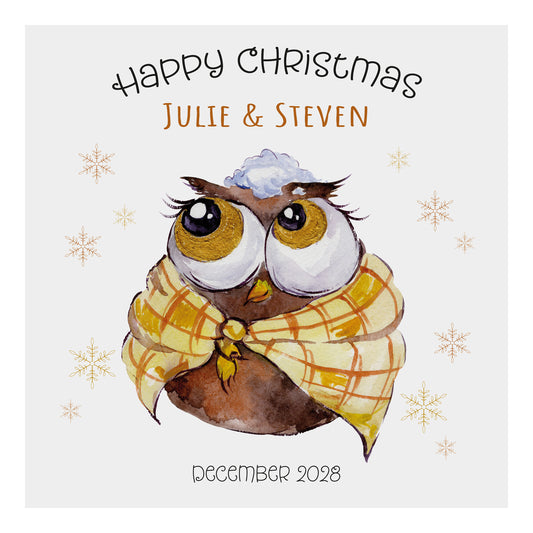 Personalised Christmas Card (Owl)