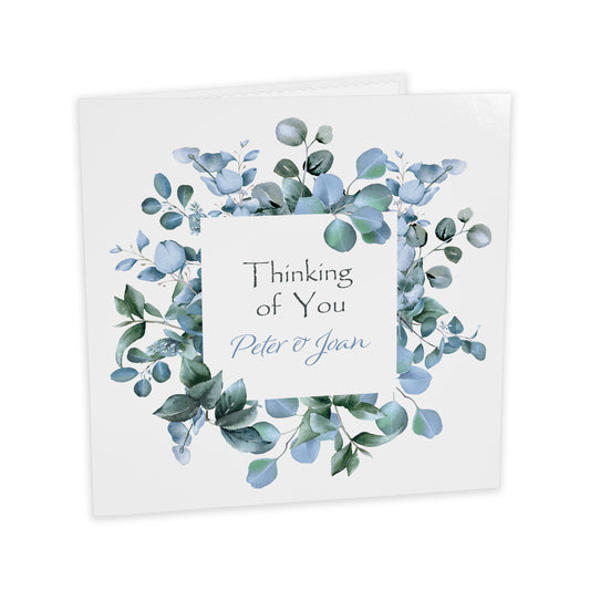 Personalised Thinking Of You Card (Foliage) - Blue