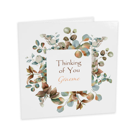 Personalised Thinking Of You Card (Foliage) - Brown