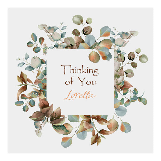Personalised Thinking Of You Card (Foliage) - Brown