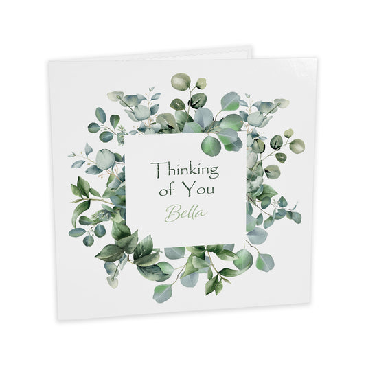 Personalised Thinking Of You Card (Foliage) - Eucalyptus