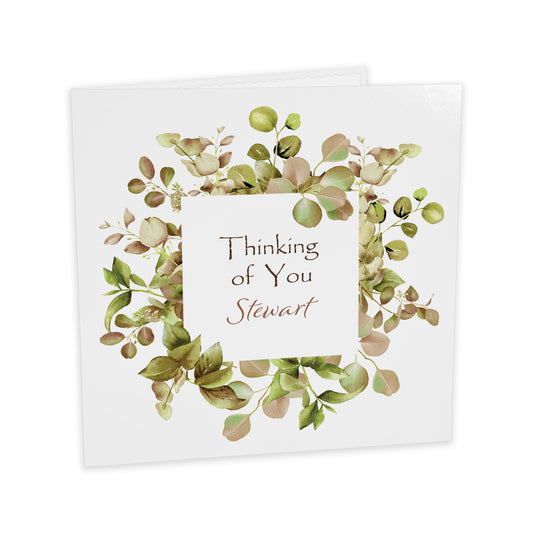 Personalised Thinking Of You Card (Foliage) - Green