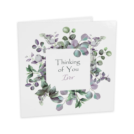 Personalised Thinking Of You Card (Foliage) - Lavender