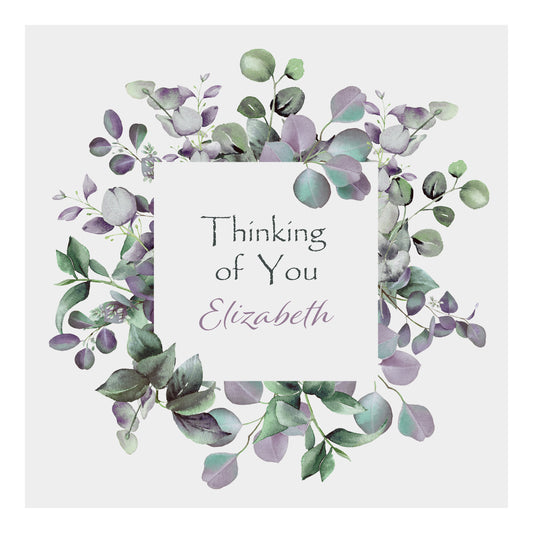 Personalised Thinking Of You Card (Foliage) - Lavender