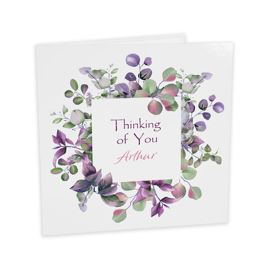 Personalised Thinking Of You Card (Foliage) - Pink