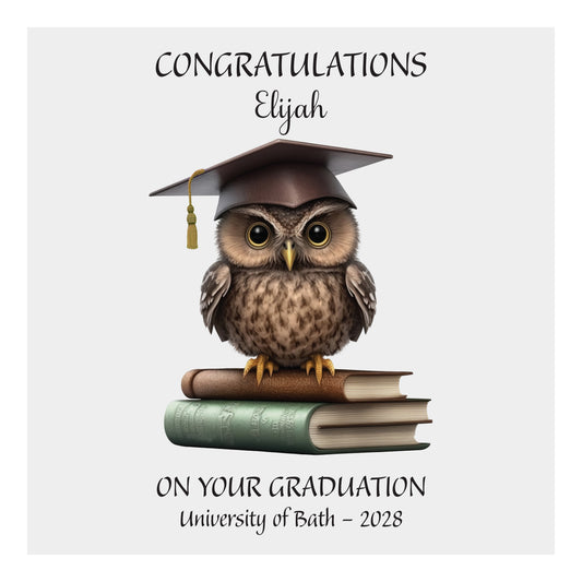 Personalised Graduation Card (Owl) - Gold Tassel