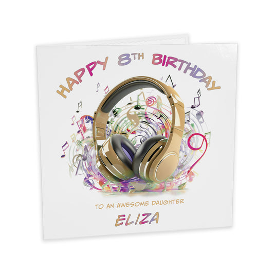 Personalised Birthday Card (Headphones) - Beige