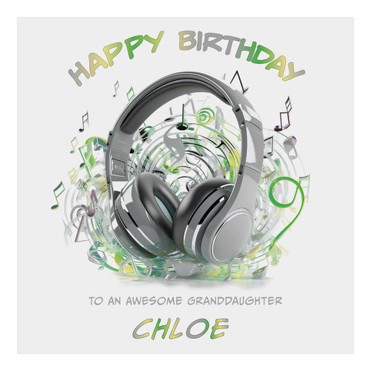 Personalised Birthday Card (Headphones) - Grey