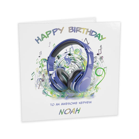 Personalised Birthday Card (Headphones) - Purple