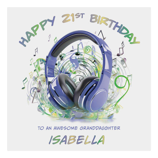 Personalised Birthday Card (Headphones) - Purple