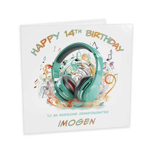 Personalised Birthday Card (Headphones) - Turquoise
