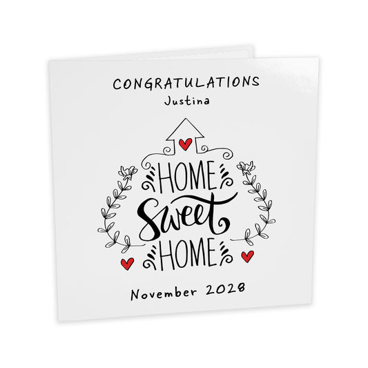 Personalised New Home Card (Home Sweet Home) - White