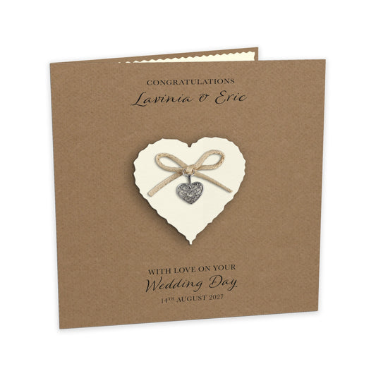 Personalised Wedding Day Card (Kraft/Ivory Heart)