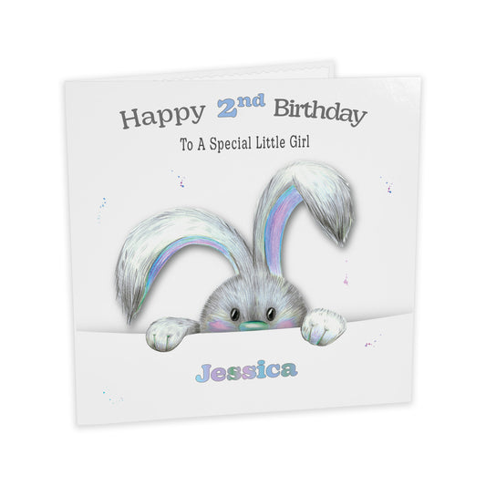 Personalised Birthday Card (Peeping Bunny) - Multi