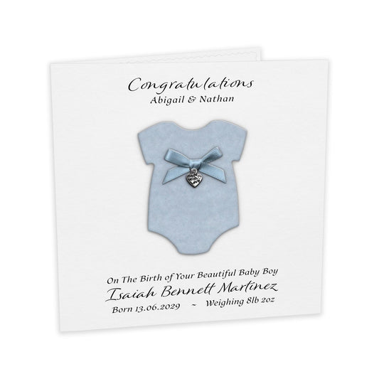 Personalised New Baby Card (Blue Grow)
