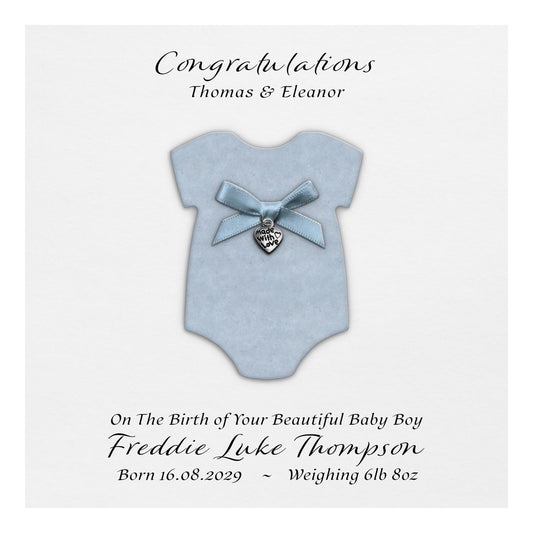 Personalised New Baby Card (Blue Grow)