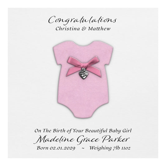 Personalised New Baby Card (Pink Grow)
