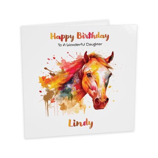 Personalised Birthday Card (Watercolour Horse) - Ruby Shoes
