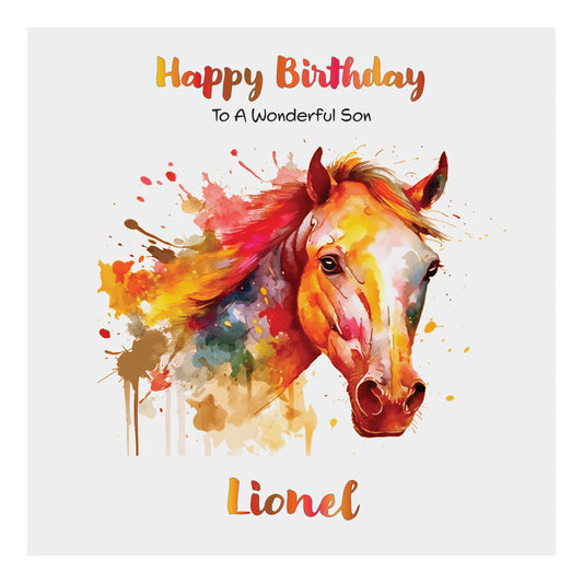 Personalised Birthday Card (Watercolour Horse) - Ruby Shoes