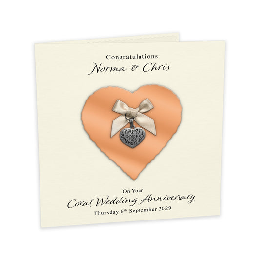 Personalised Anniversary Card (Coral 35th)
