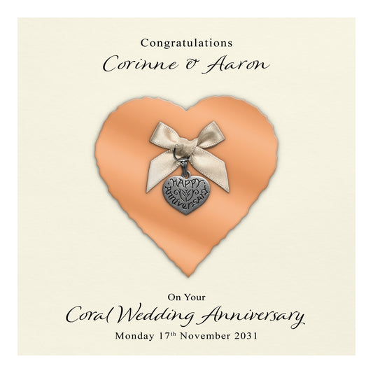 Personalised Anniversary Card (Coral 35th)
