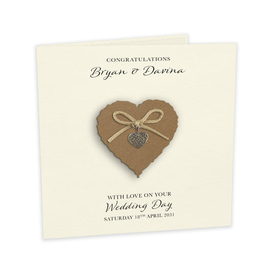 Personalised Wedding Day Card (Ivory/Kraft Heart)