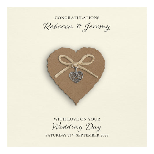 Personalised Wedding Day Card (Ivory/Kraft Heart)