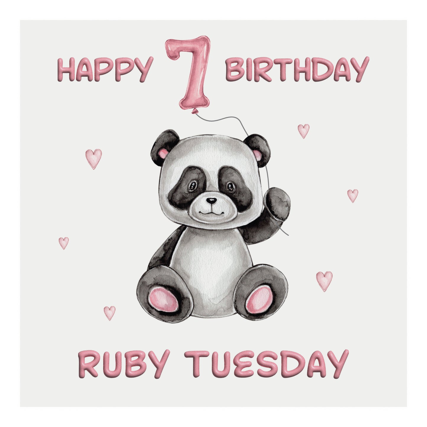 Personalised Birthday Card - Balloon Animals (Panda)  - Pink