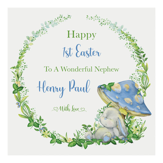 Personalised Easter Card (Mushroom Bunny)