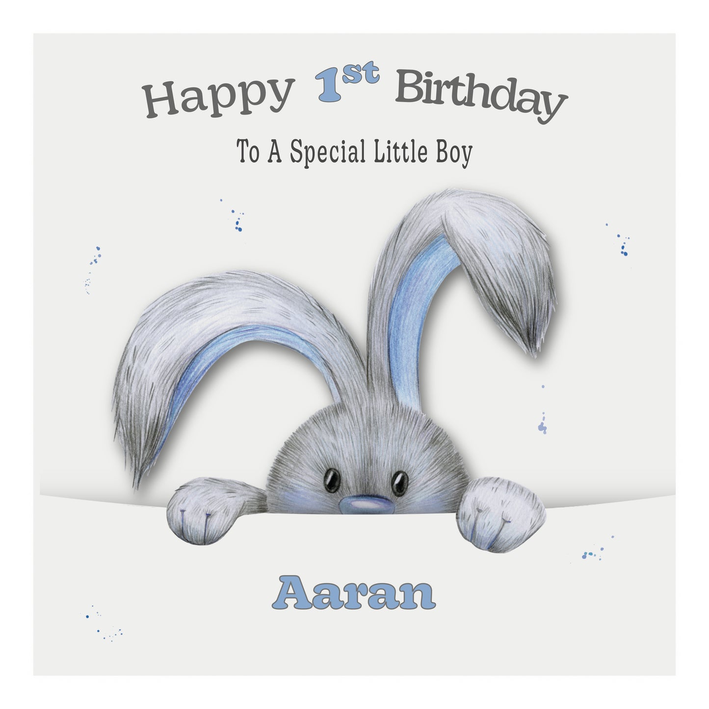 Personalised Birthday Card (Peeping Bunny) - Blue
