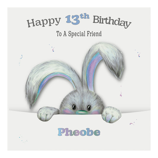 Personalised Birthday Card (Peeping Bunny) - Multi