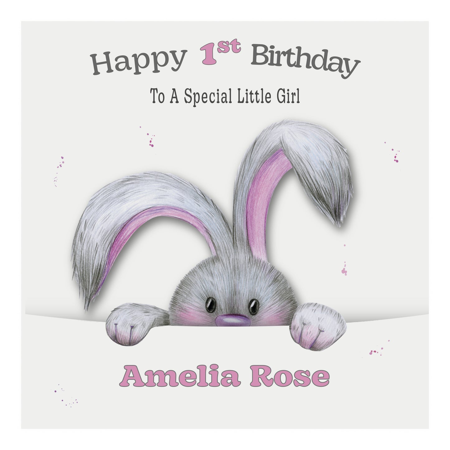 Personalised Birthday Card (Peeping Bunny) - Pink