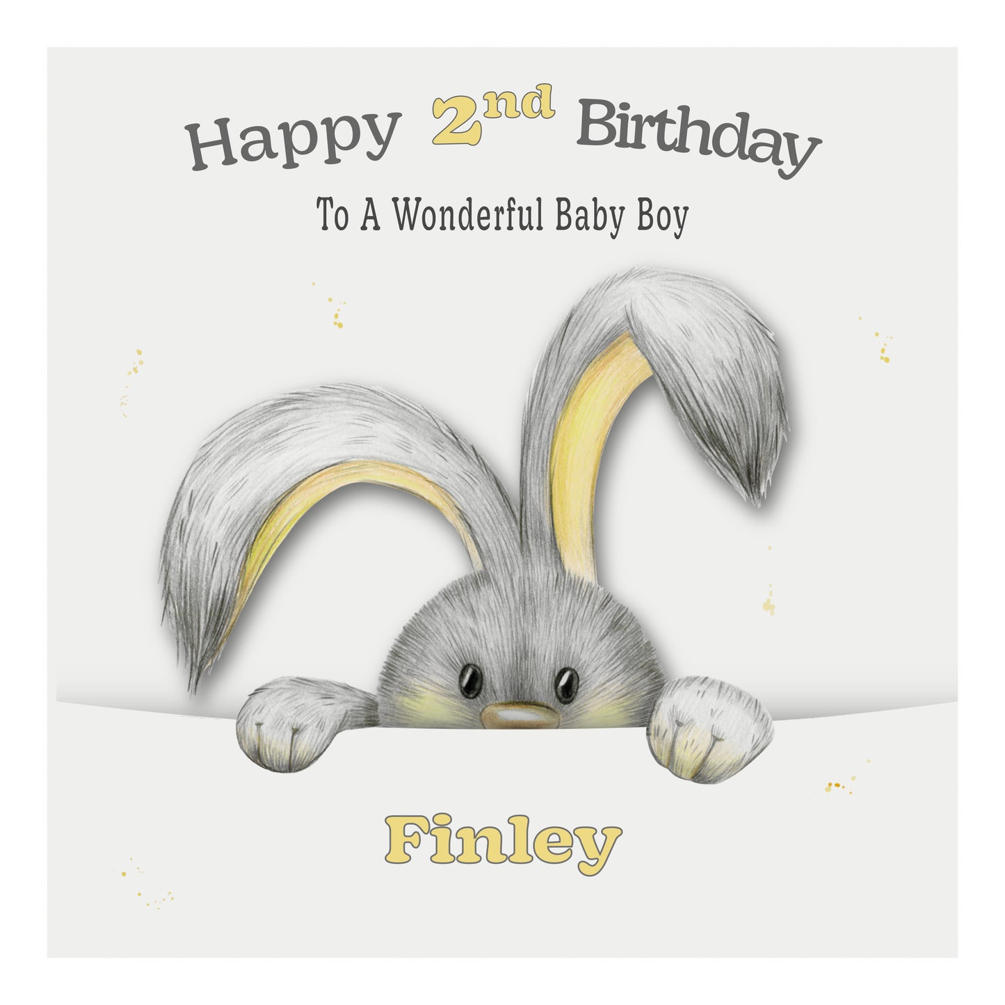 Personalised Birthday Card (Peeping Bunny) - Yellow
