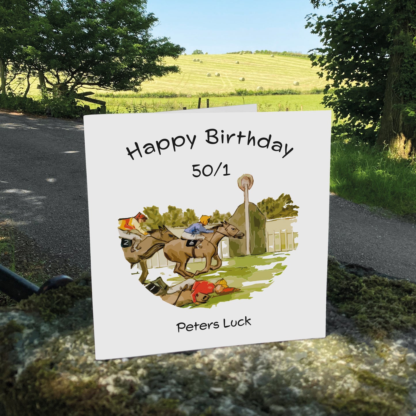 Personalised Birthday Card (Tommy's Luck, Horse Racing)