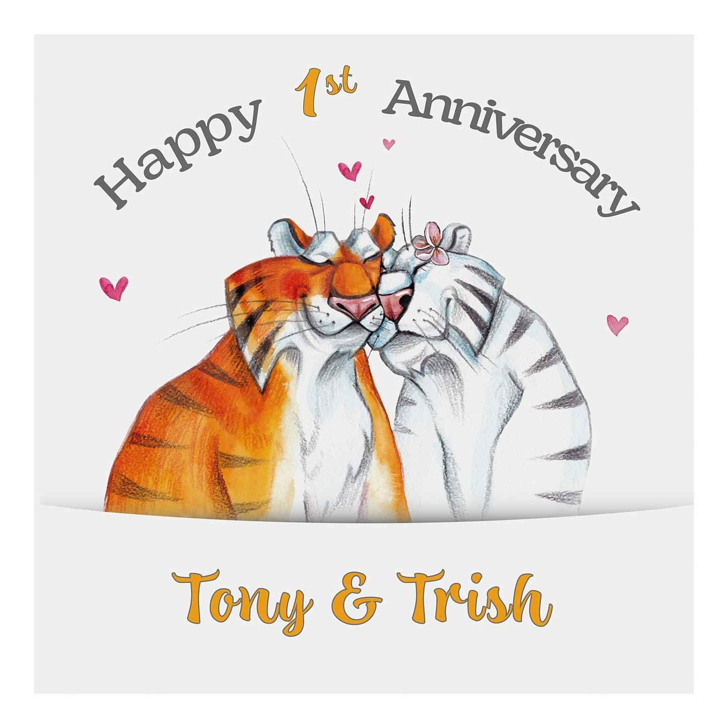 Personalised Anniversary Card (Cuddle Tigers)