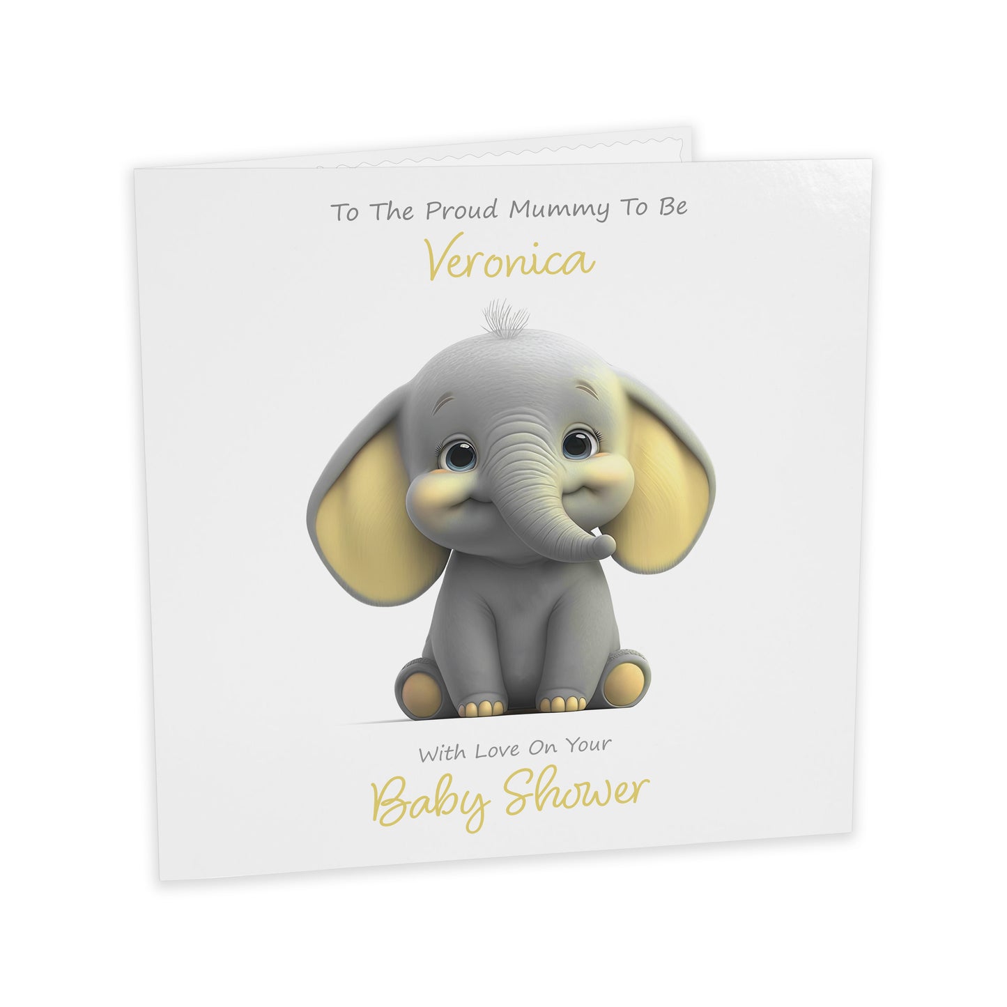 Personalised Baby Shower Card (Cute Elephant) - Primrose