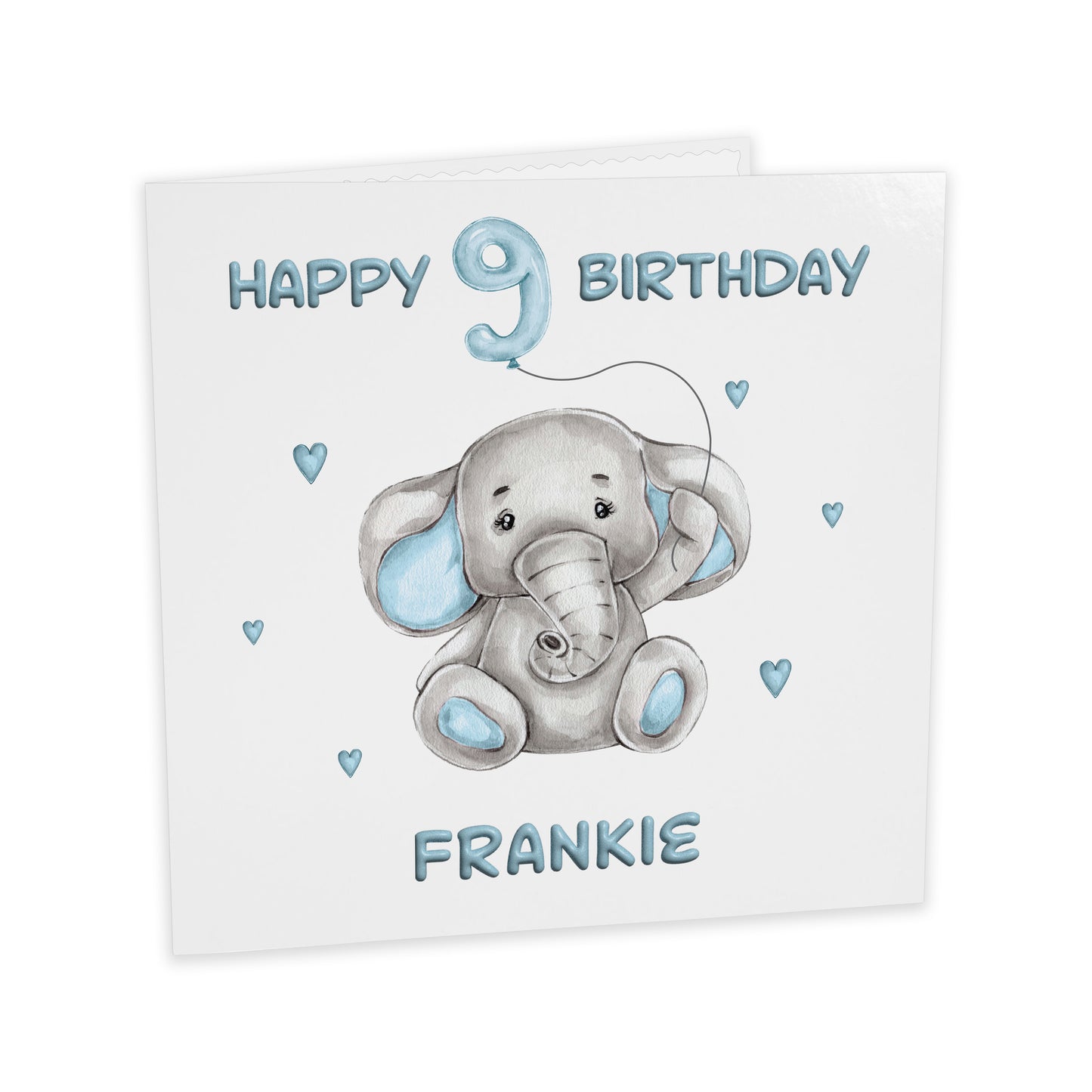 Personalised Birthday Card Balloon Animals (Elephant) - Blue