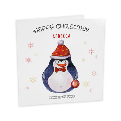 Personalised Christmas Card (Penguin)