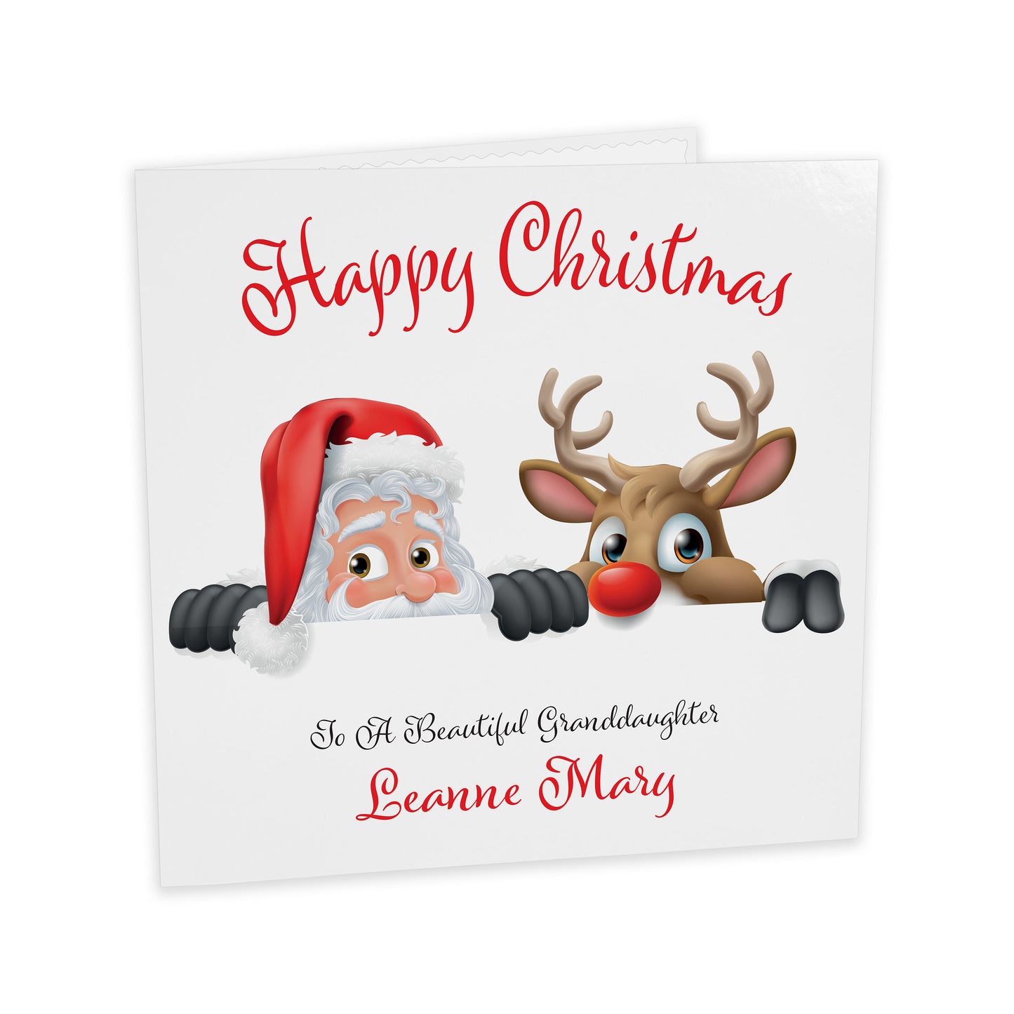 Personalised Christmas Card (Peeping Santa & Rudolf)