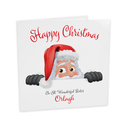 Personalised Christmas Card (Peeping Santa)
