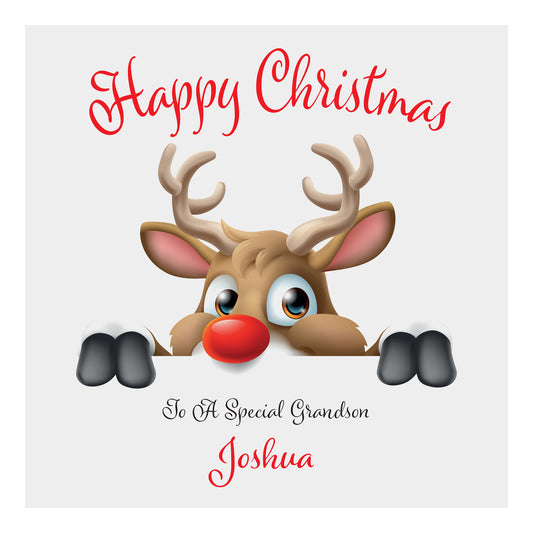 Personalised Christmas Card (Peeping Rudolf)