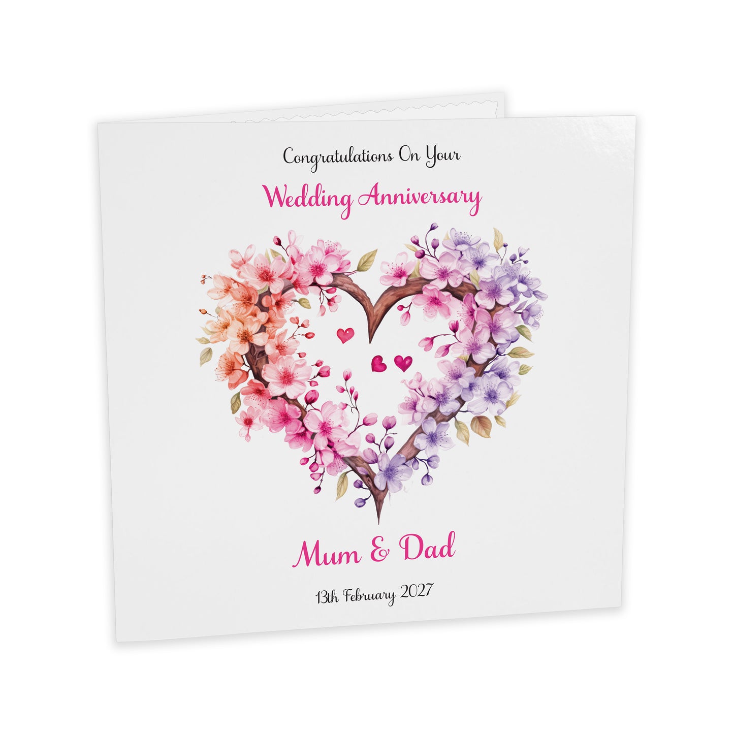 Personalised Anniversary Card (Blossom Heart) - Multi
