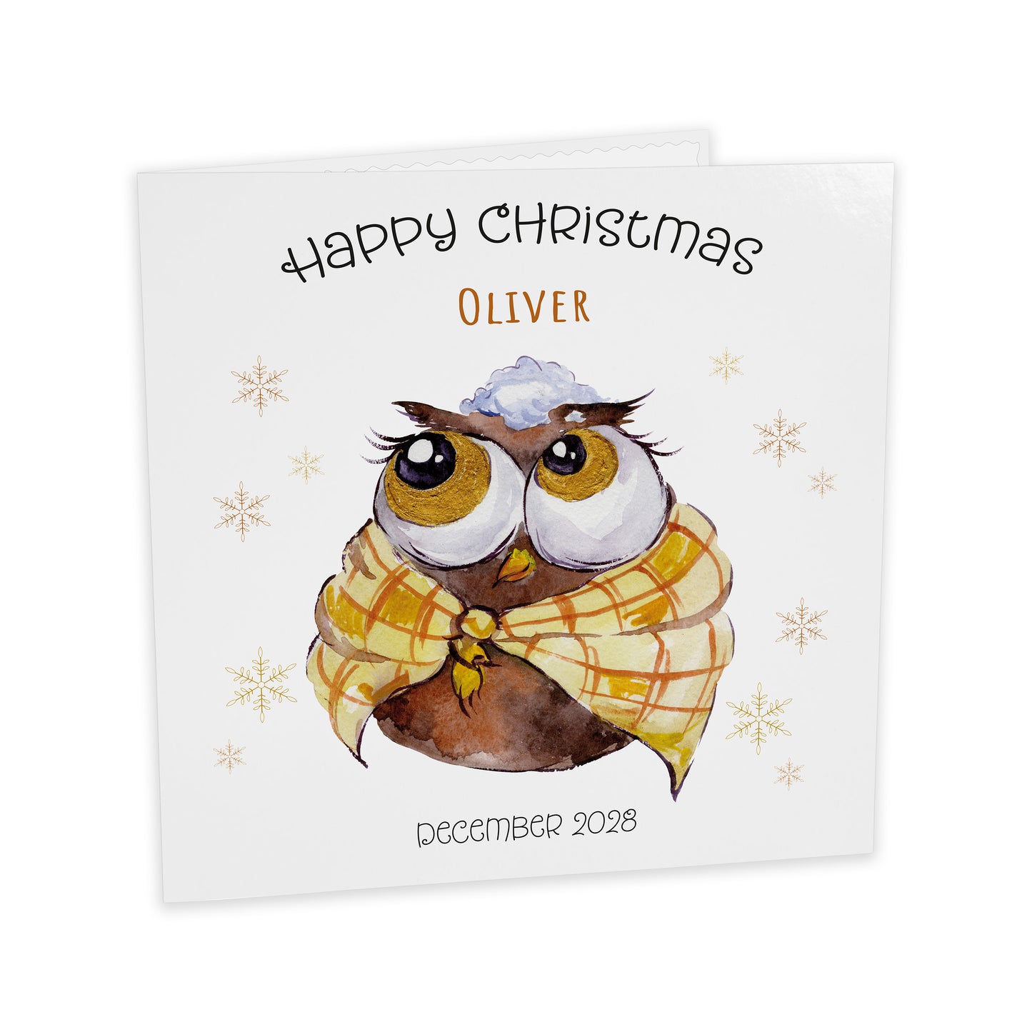Personalised Christmas Card (Owl)