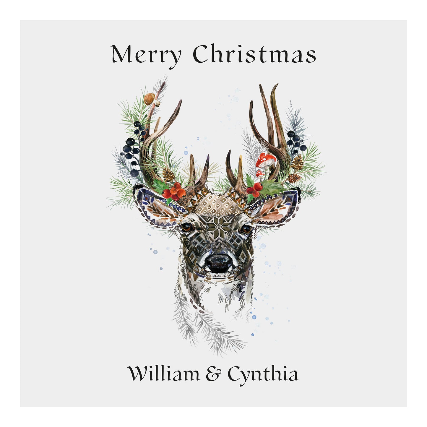Personalised Christmas Card (Forest Deer)