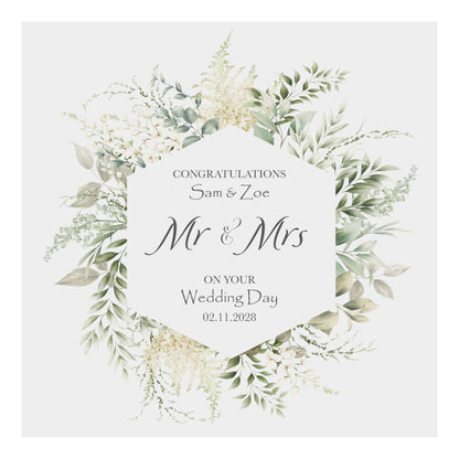 Personalised Wedding Card (Mr & Mrs Wreath) - Eucalyptus