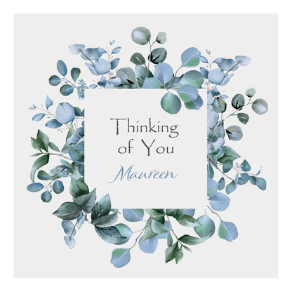 Personalised Thinking Of You Card (Foliage) - Blue